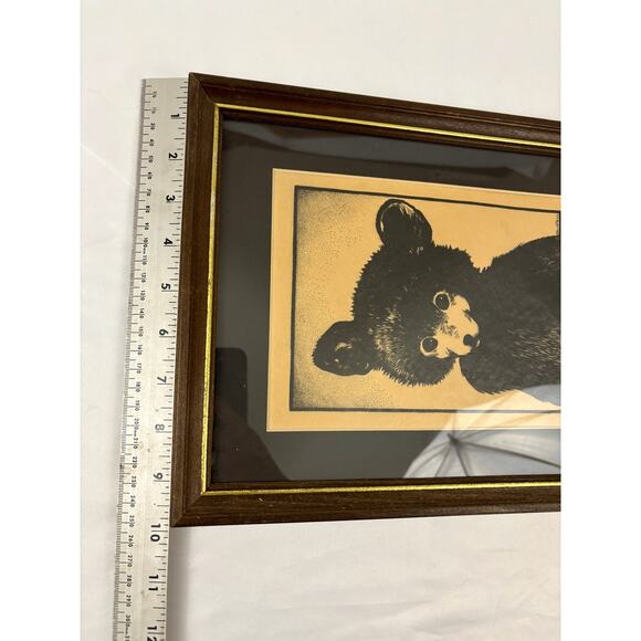Vintage Olive Fell "Me" Little Cub Bear Framed Art Print Signed Artist - Picture 5 of 10